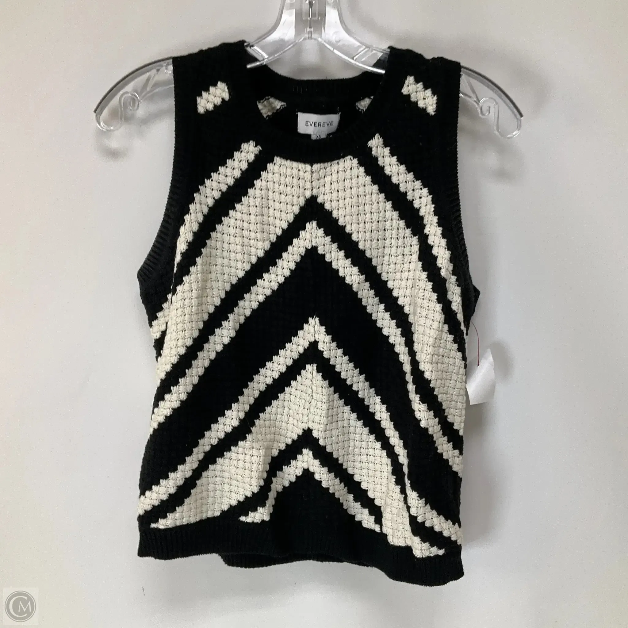 Vest Sweater By Evereve In Black & Cream, Size: Xs