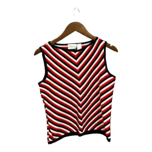 Vest Sweater By Liz Claiborne In Blue Red & White, Size: M