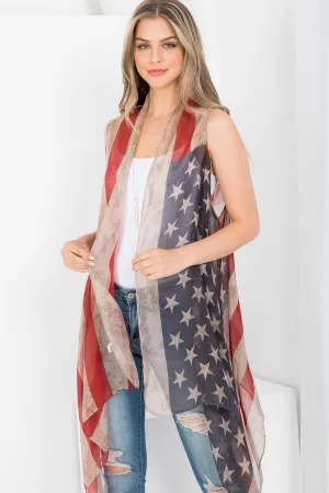 VINTAGE AMERICAN FLAG VEST 35"X70"