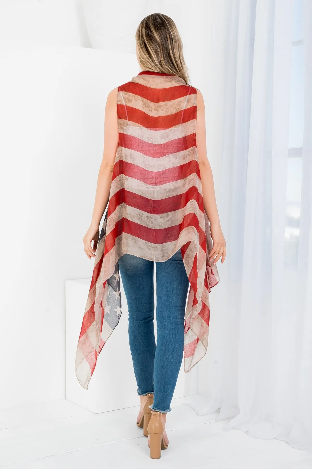 VINTAGE AMERICAN FLAG VEST 35"X70"
