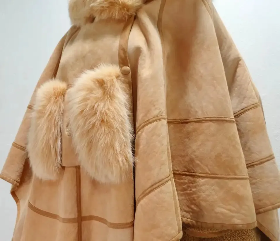 Vintage Peach Fur Poncho