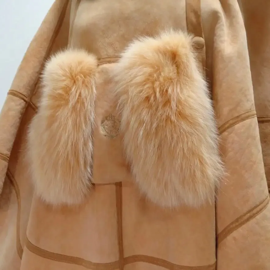 Vintage Peach Fur Poncho
