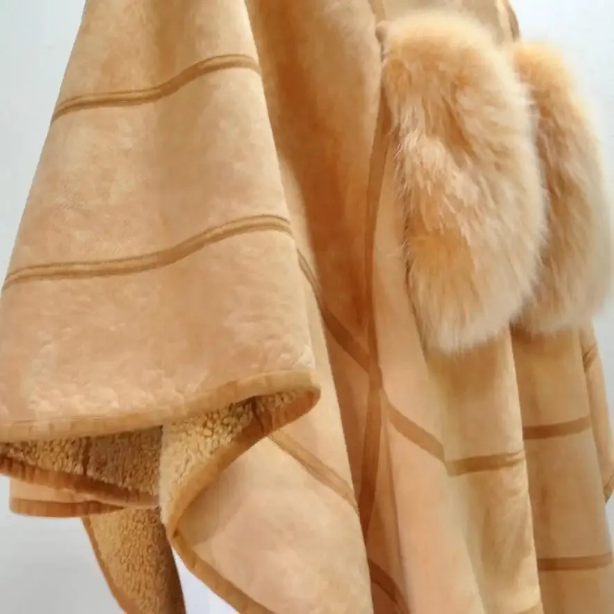 Vintage Peach Fur Poncho