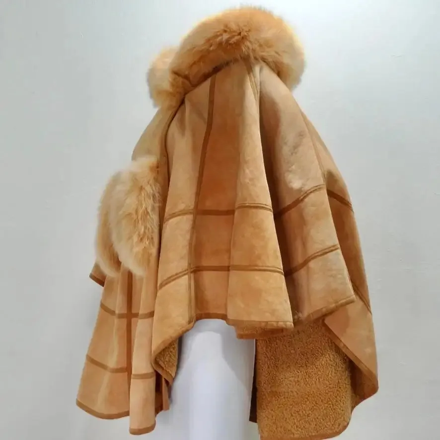 Vintage Peach Fur Poncho
