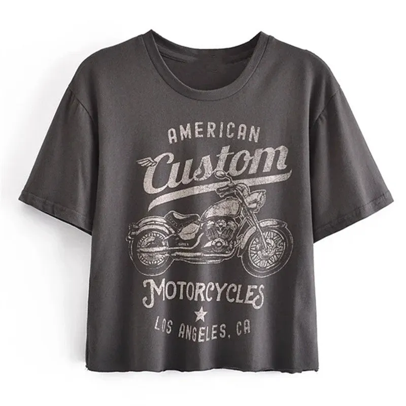 Vintage Style Dark Gray graphic Retro tee cotton short sleeve t shirt