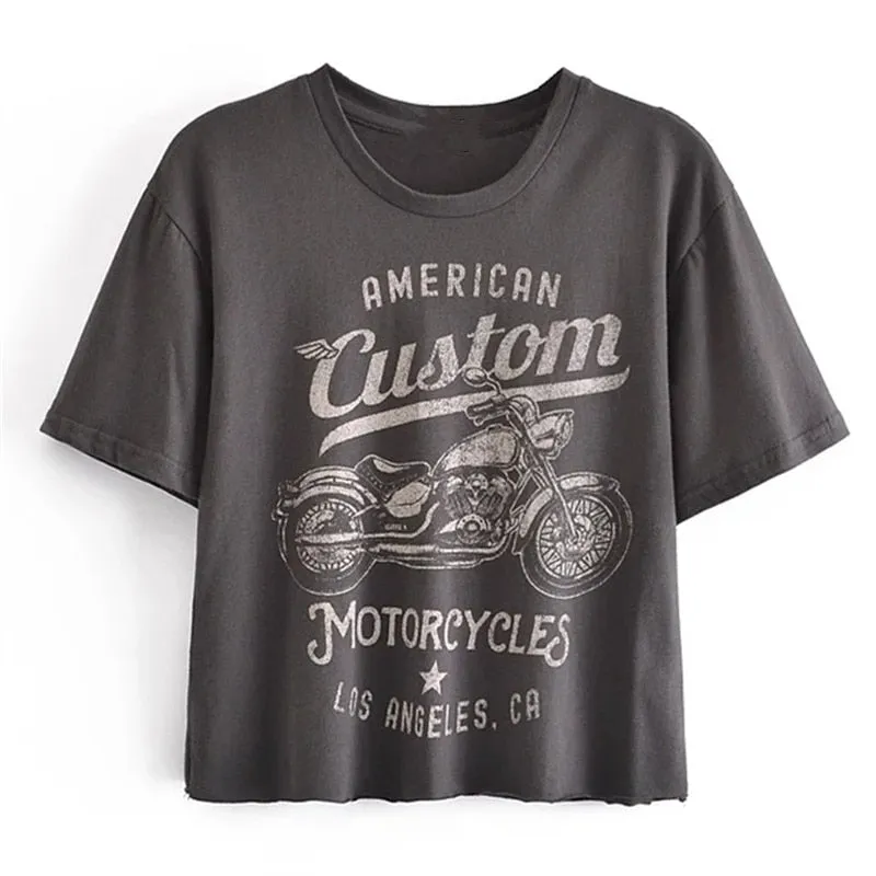 Vintage Style Dark Gray graphic Retro tee cotton short sleeve t shirt