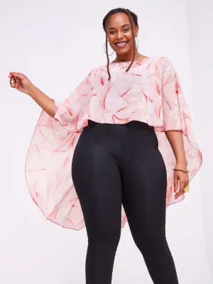 Vivo Sana Cape Top - Red Abstract Print