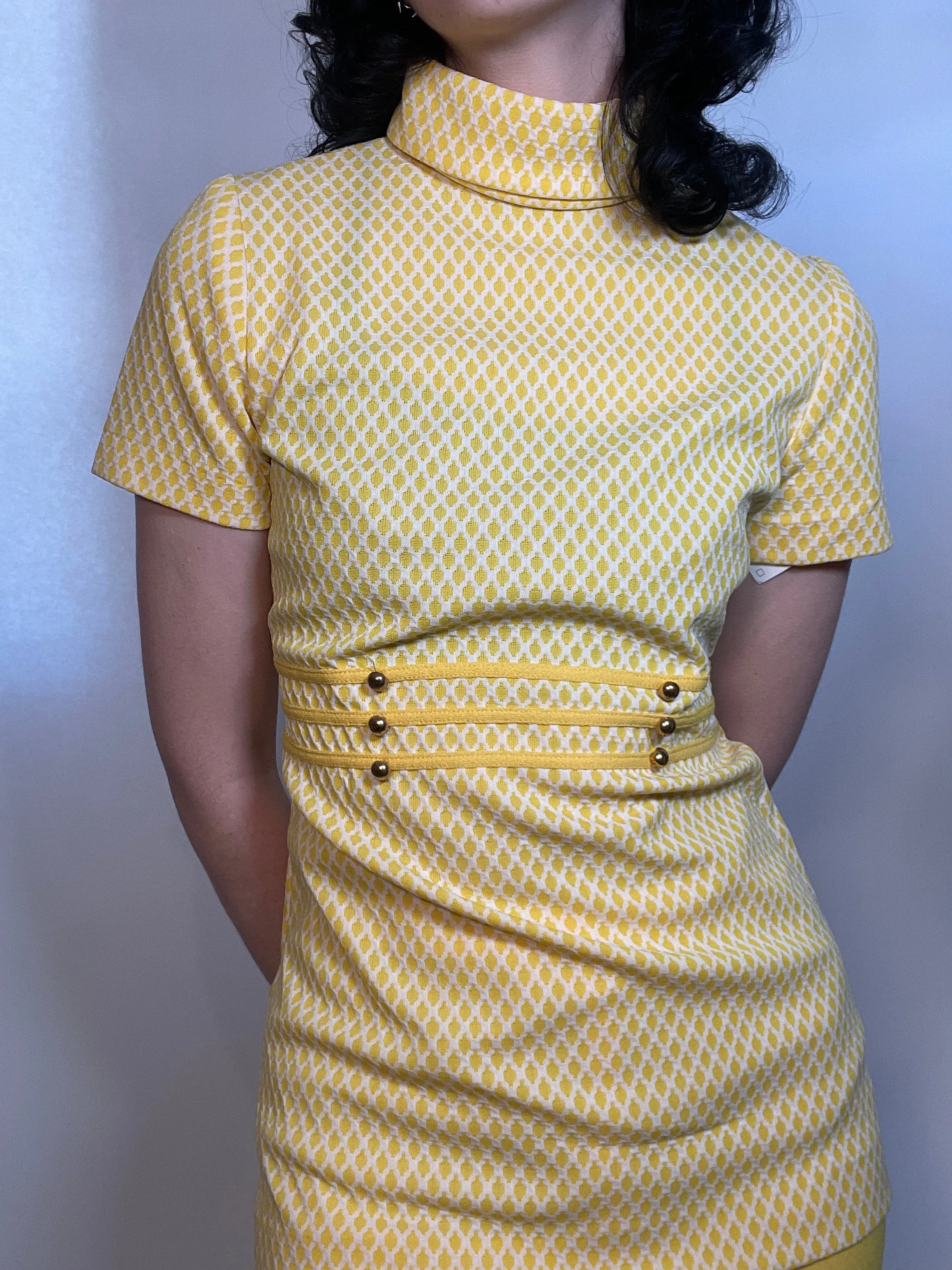 VTG 70s Cute Yellow Pant SET, MOD, New Old Stock-Never worn