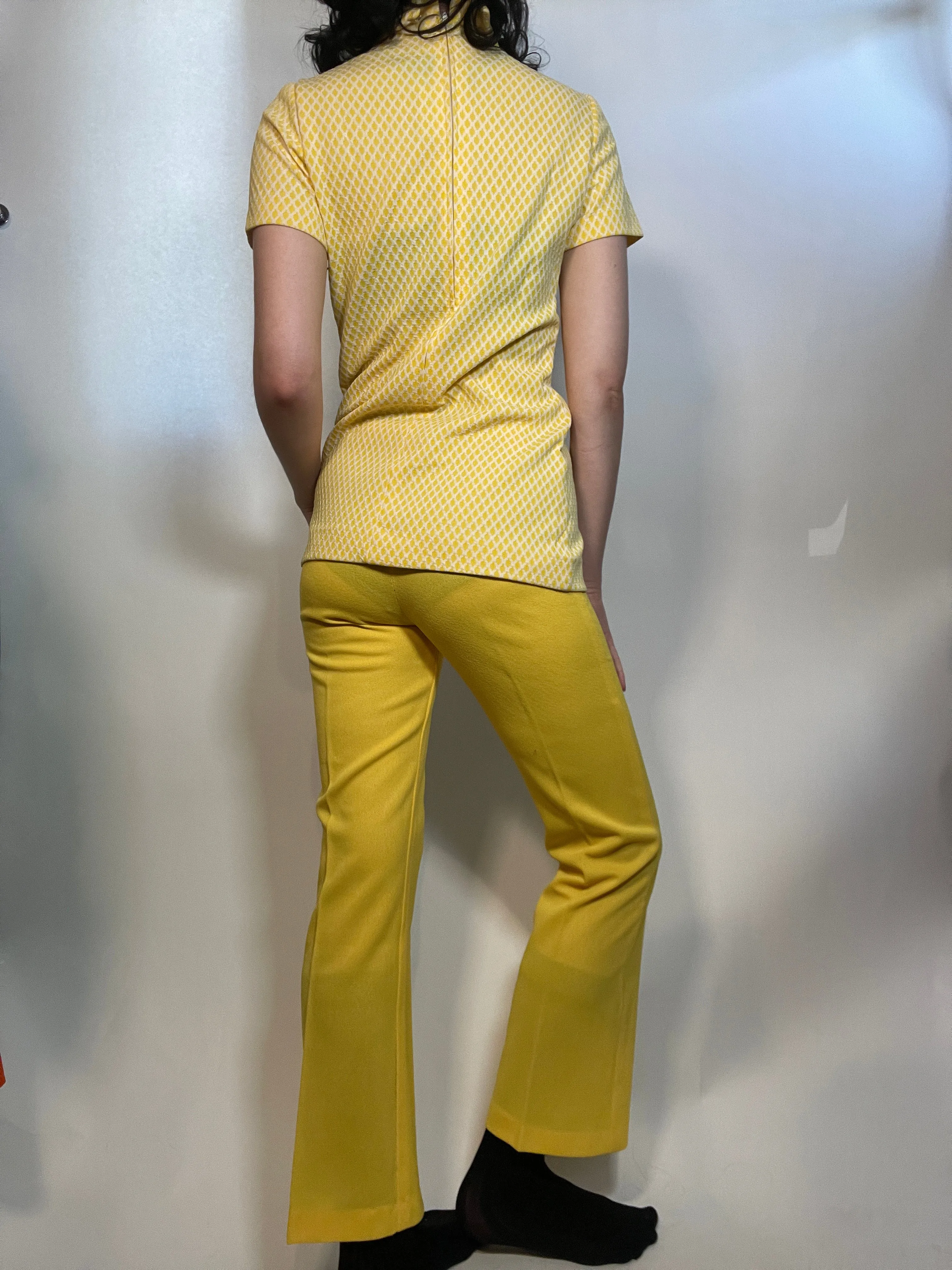 VTG 70s Cute Yellow Pant SET, MOD, New Old Stock-Never worn