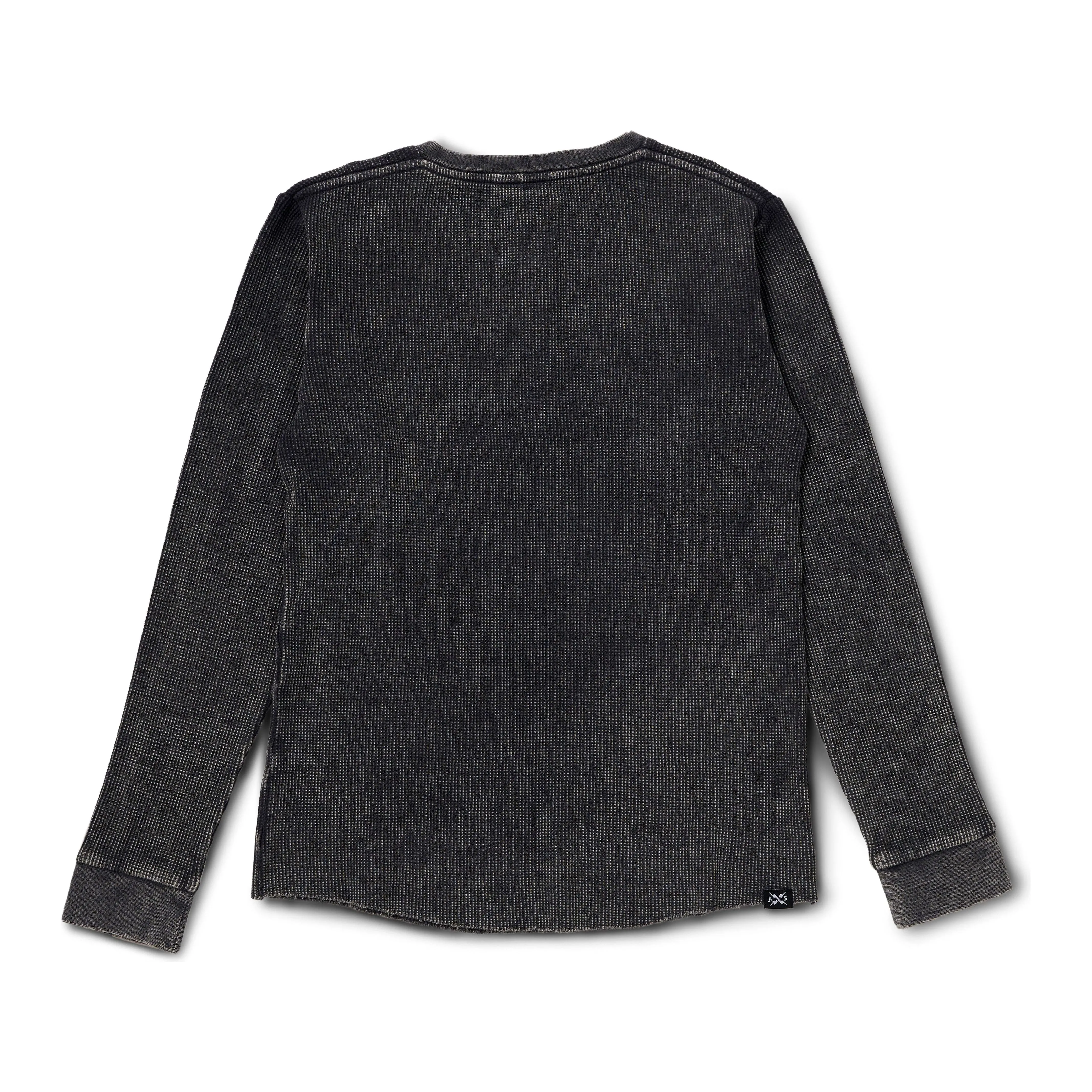 Waffle Henley Ls Tee Charcoal