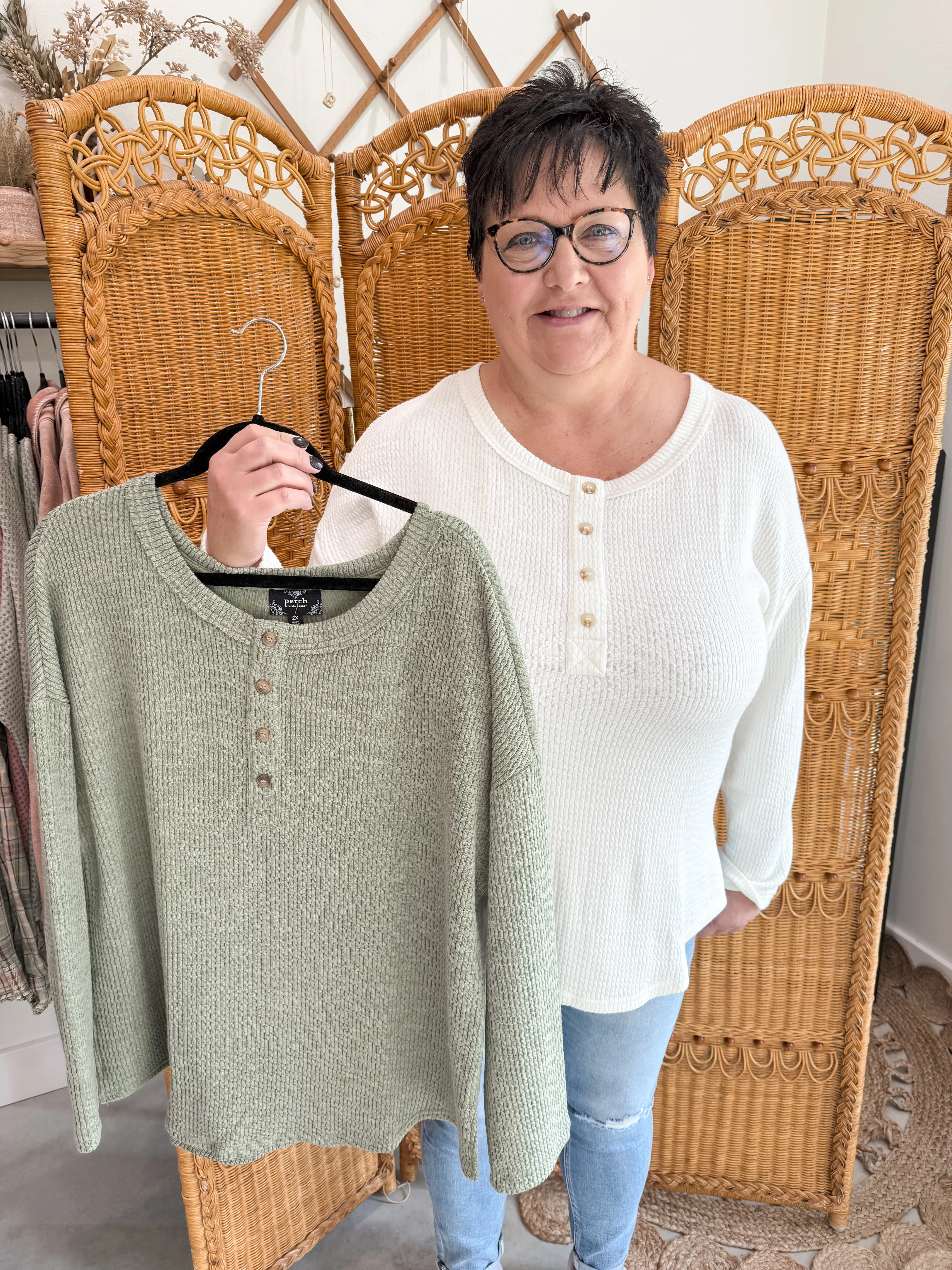 Waffle Knit Henley