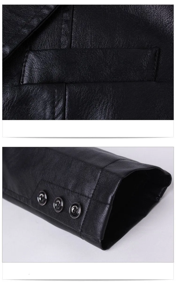 West Louis™ Soft PU Leather Male Blazer