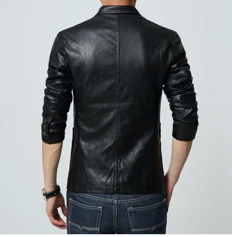 West Louis™ Soft PU Leather Male Blazer