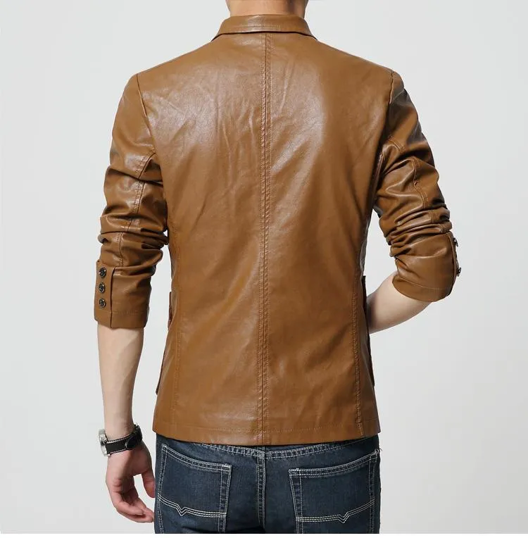 West Louis™ Soft PU Leather Male Blazer
