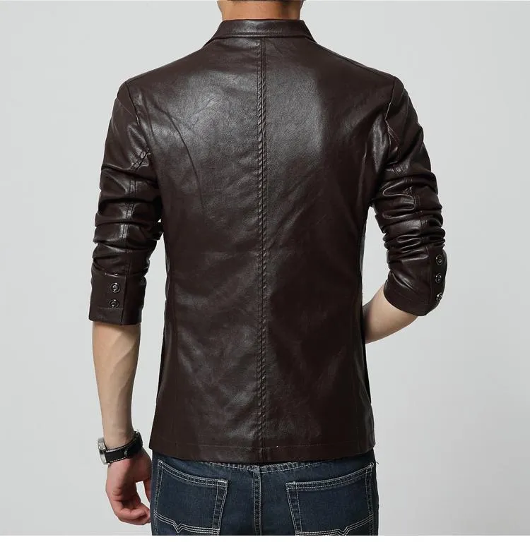 West Louis™ Soft PU Leather Male Blazer