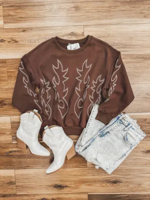 Western Boot Brown Sweatshirt