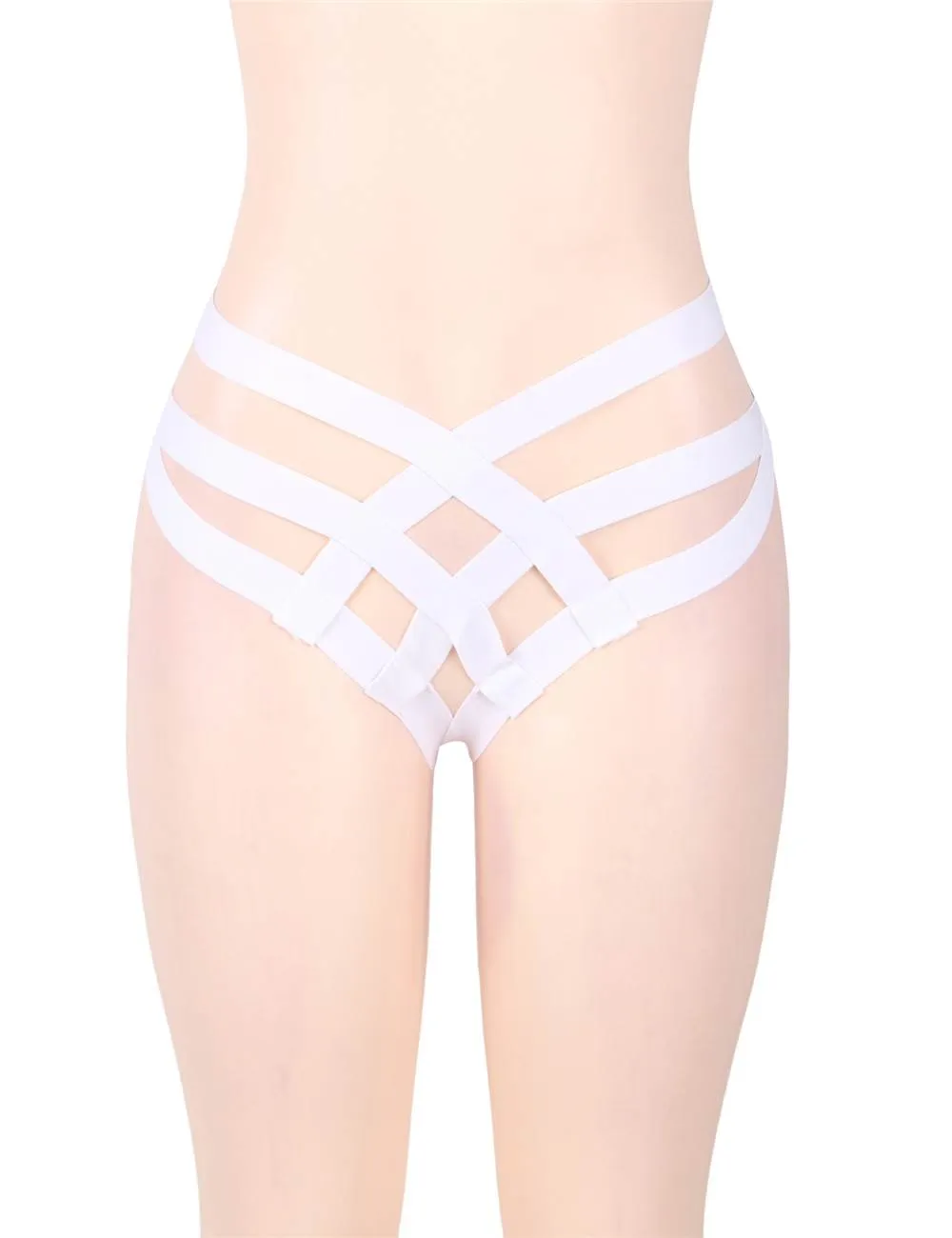 White Cage Bandage Brief Thong