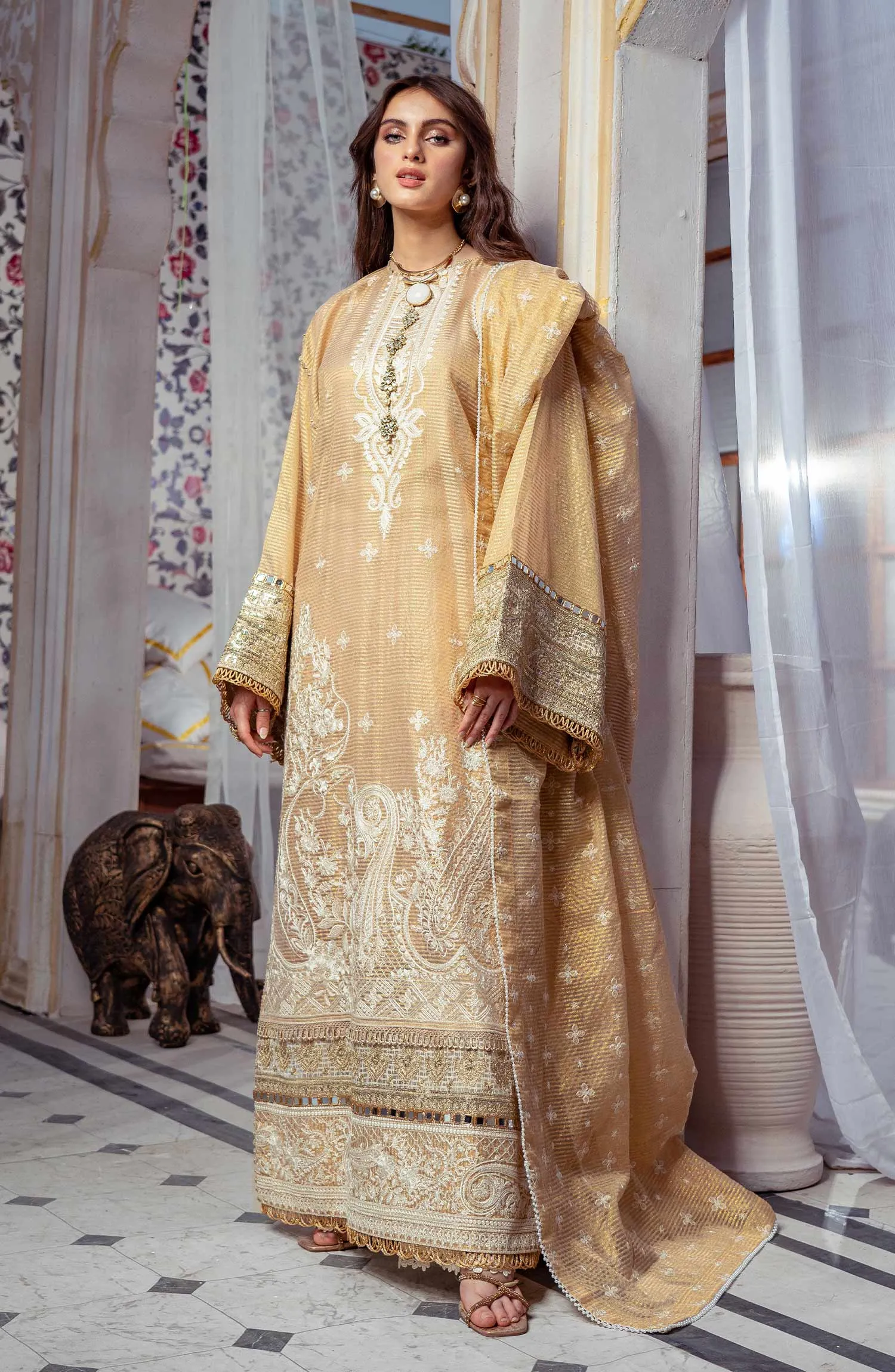 White Clay - (MLRD - 065) |  Maryum N Maria Luxury Pret Eid Edit 2022 | Stitched Ready to Wear Suits