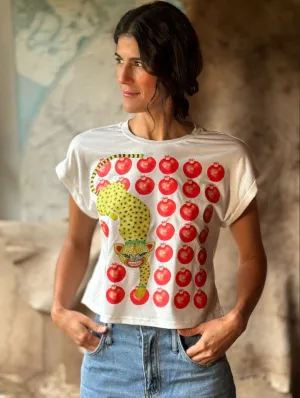 White rolled short sleeve T-shirt
