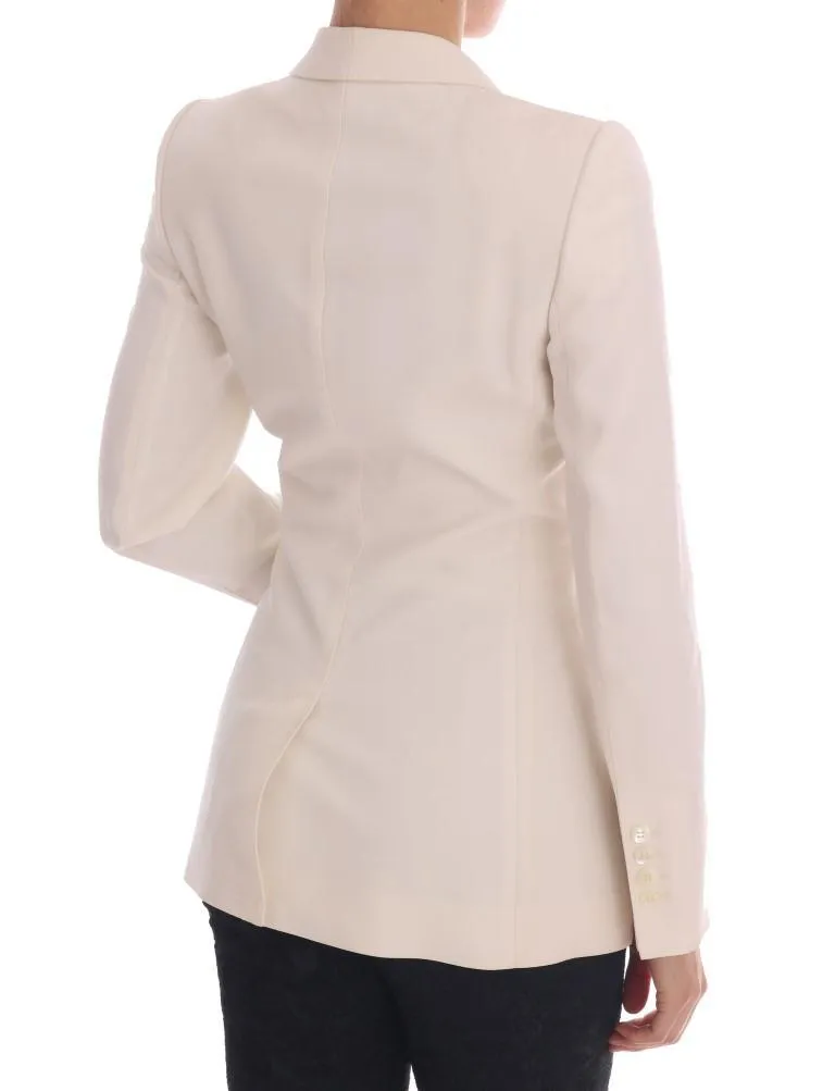 White Wool Crystal Blazer Jacket