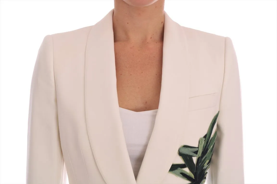 White Wool Crystal Blazer Jacket