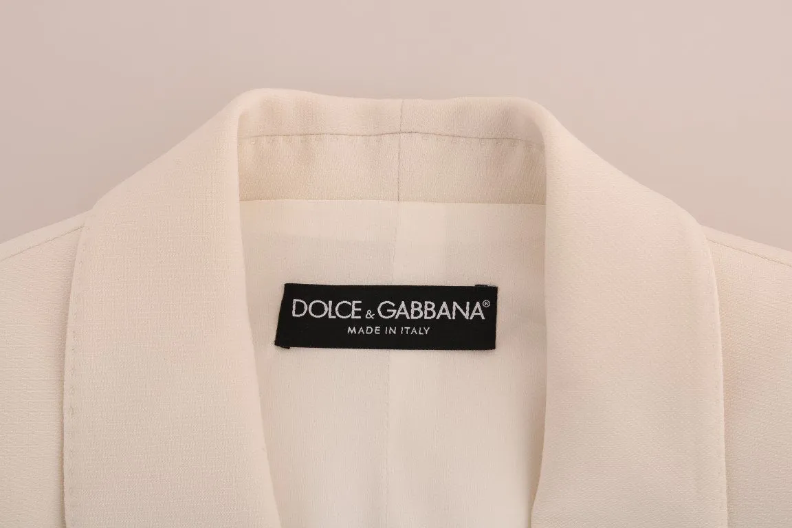 White Wool Crystal Blazer Jacket