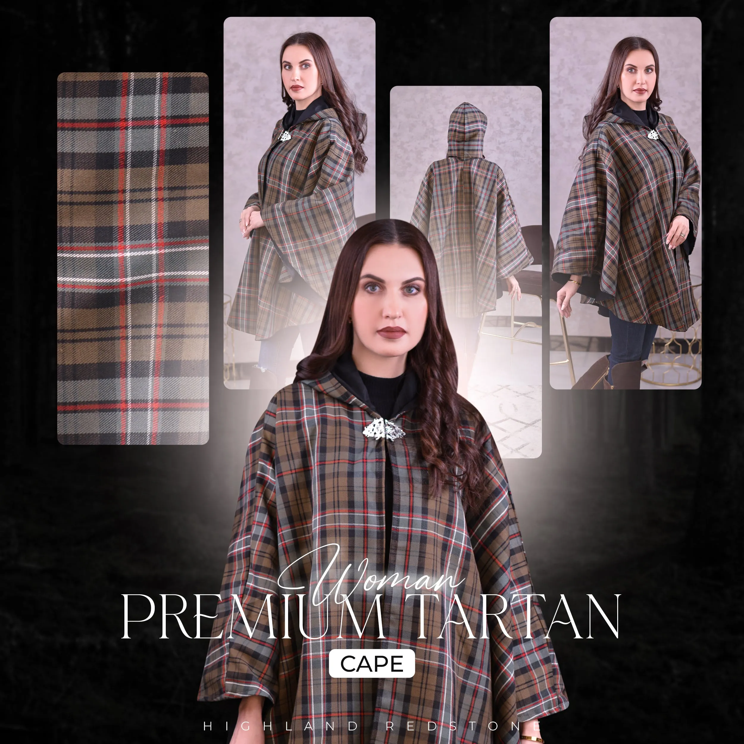 Women Tartan Cape - Scottish National Weathered