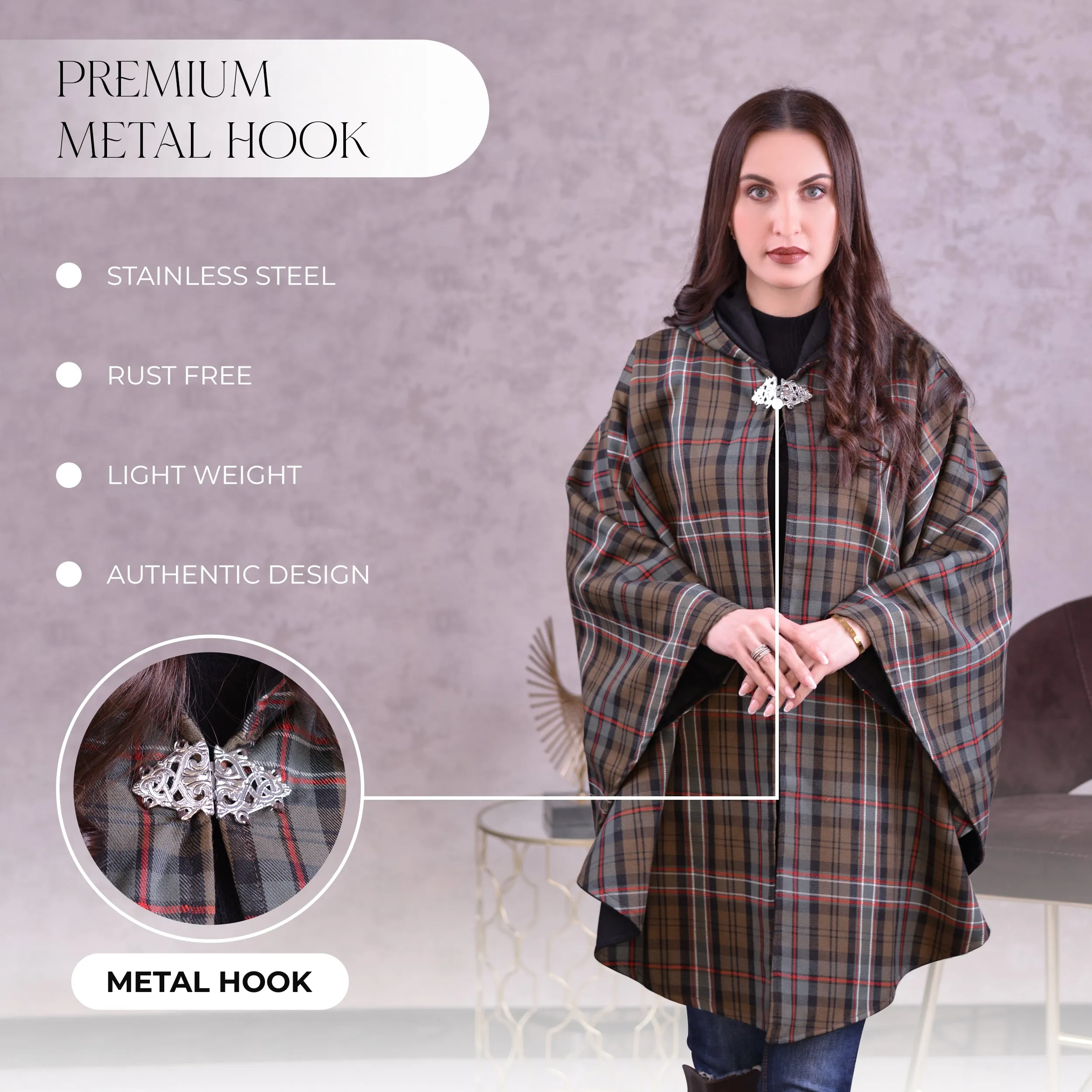 Women Tartan Cape - Scottish National Weathered