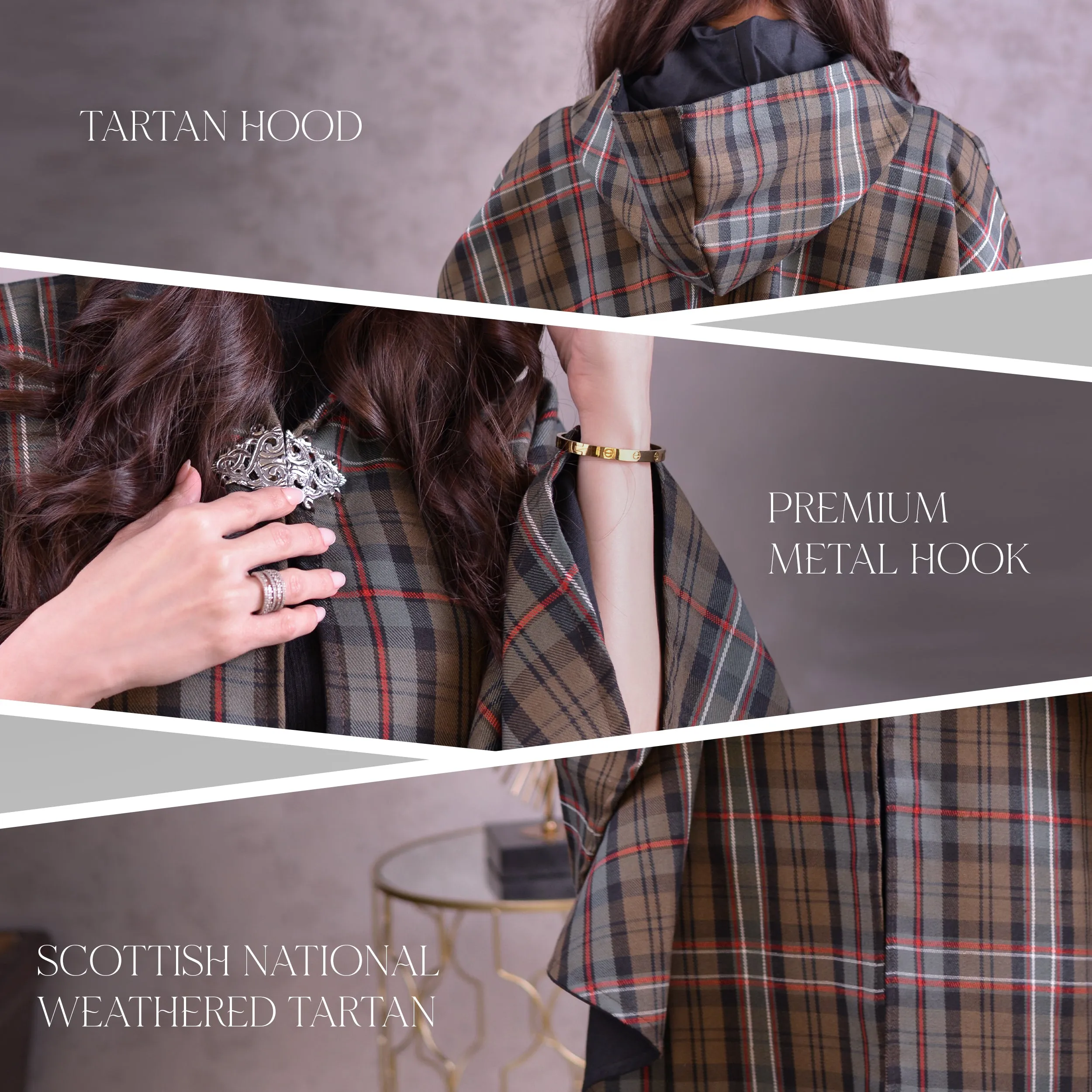 Women Tartan Cape - Scottish National Weathered