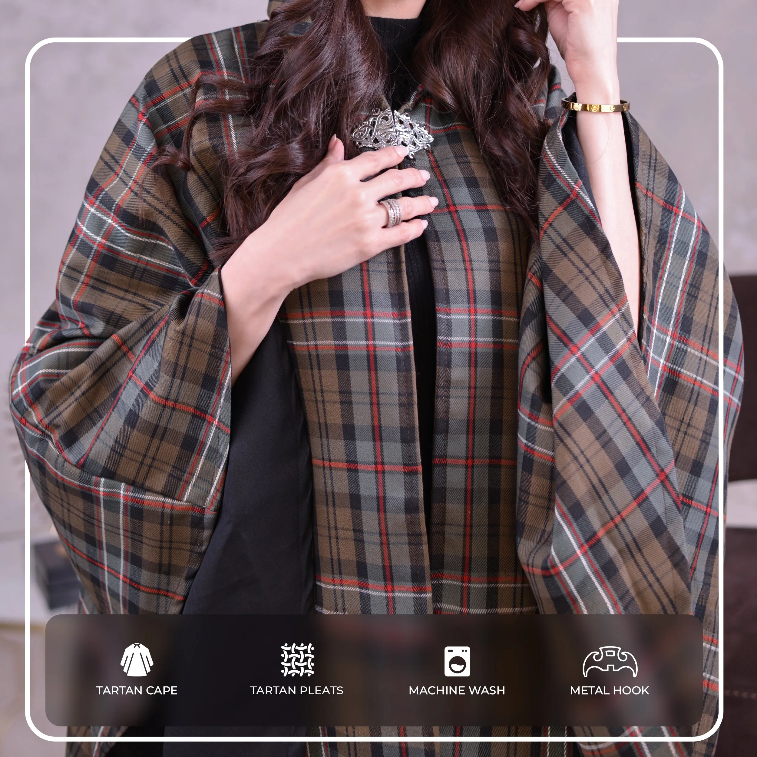 Women Tartan Cape - Scottish National Weathered