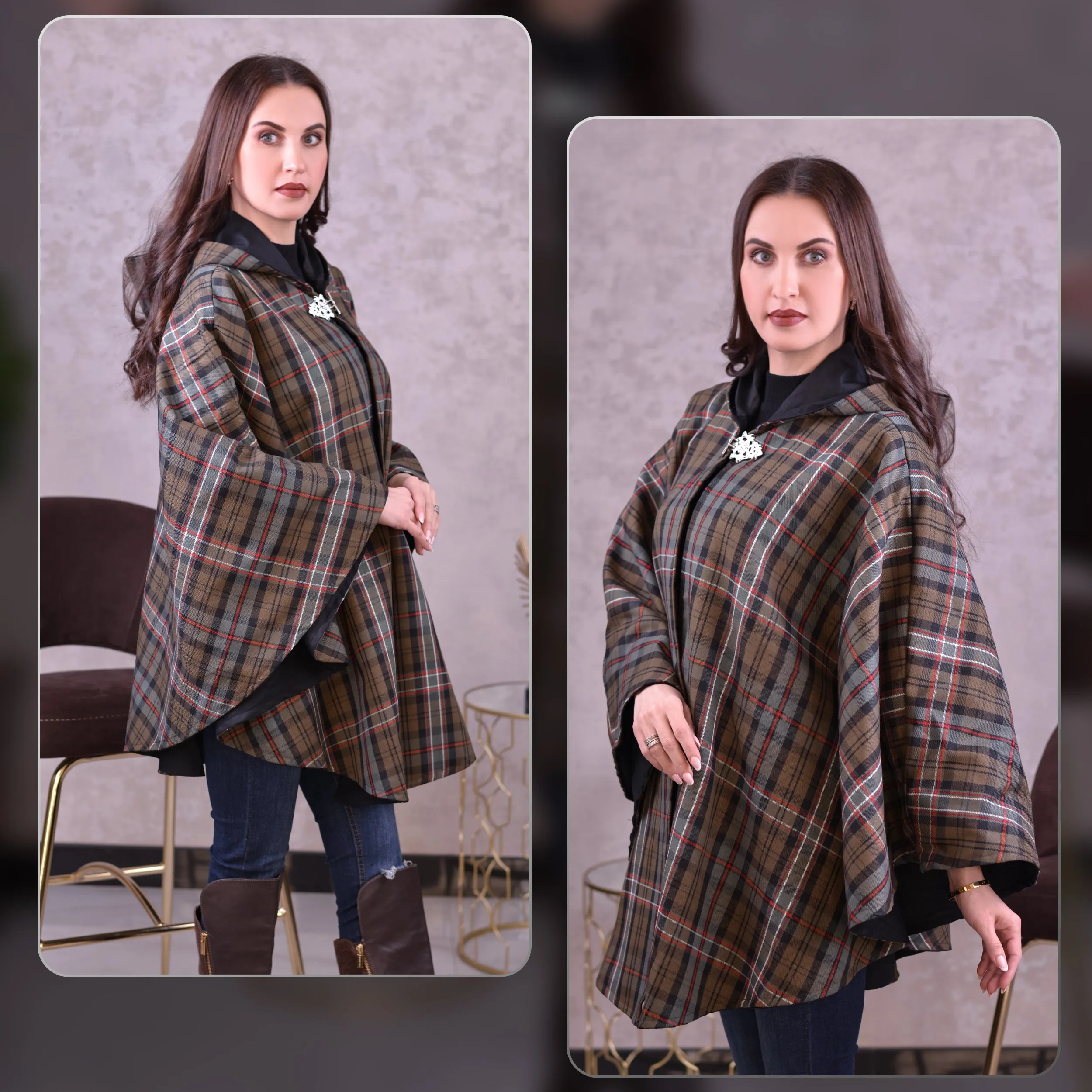 Women Tartan Cape - Scottish National Weathered