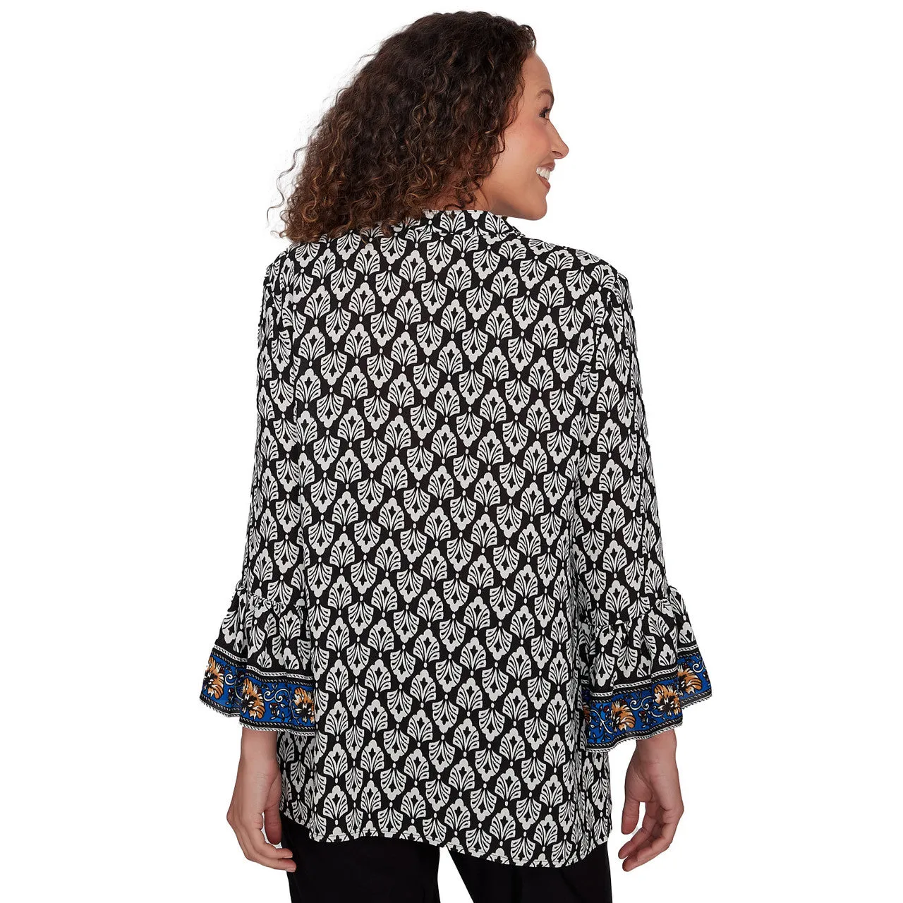 Women's Button Front Ikat Chiffon Shirt - 32544