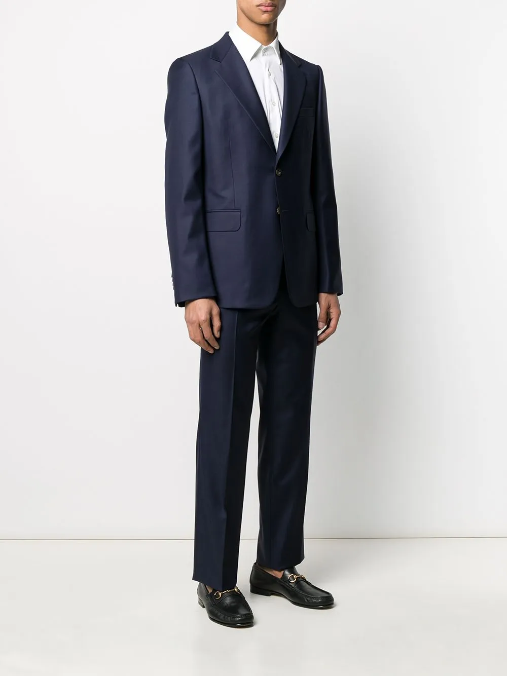 Wool Straight Dark Blue Suit
