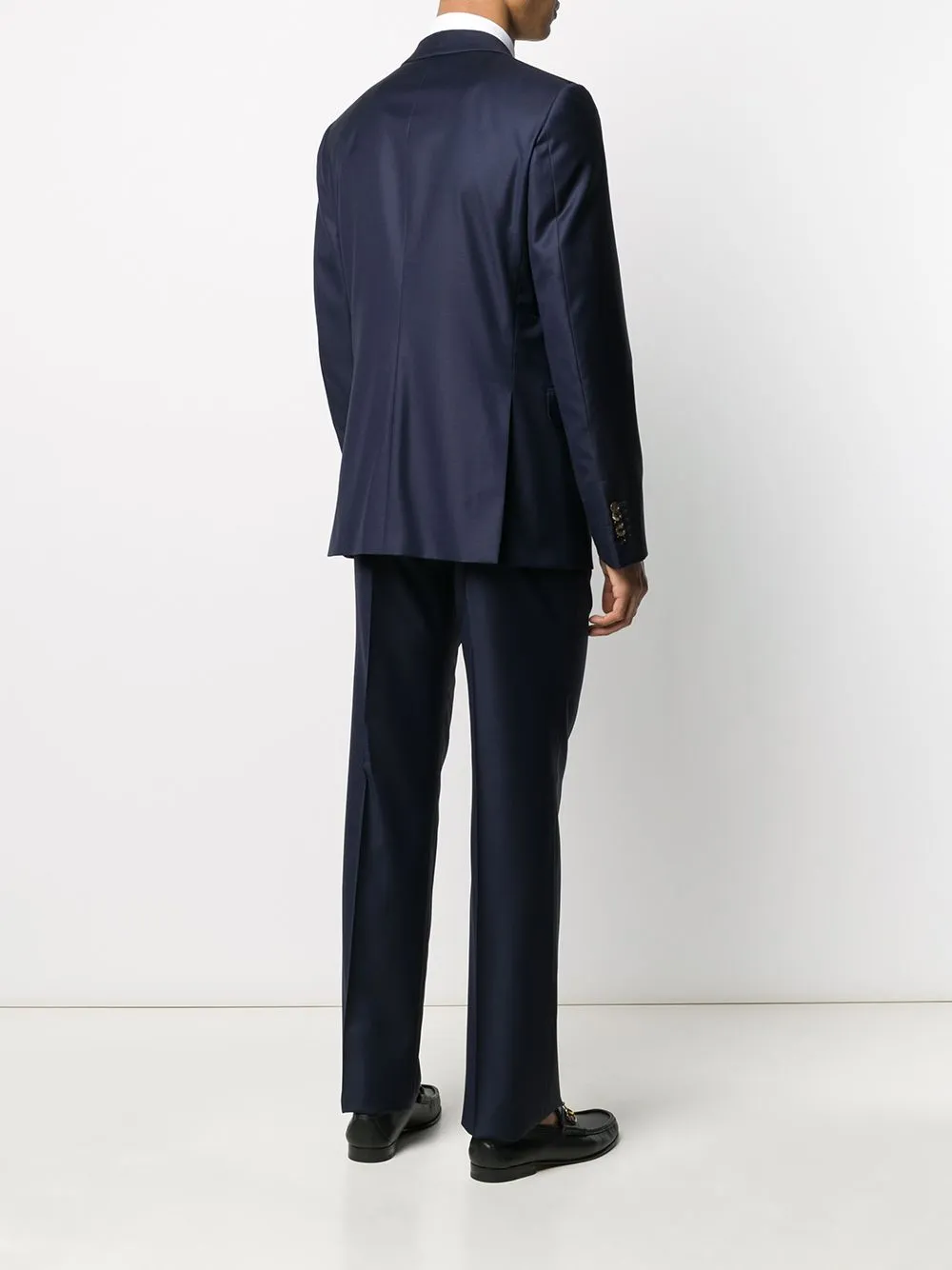 Wool Straight Dark Blue Suit