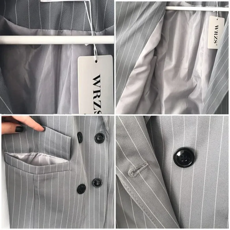 Work Fashion Pant Suits 2 Piece Set for Women Double  2019
