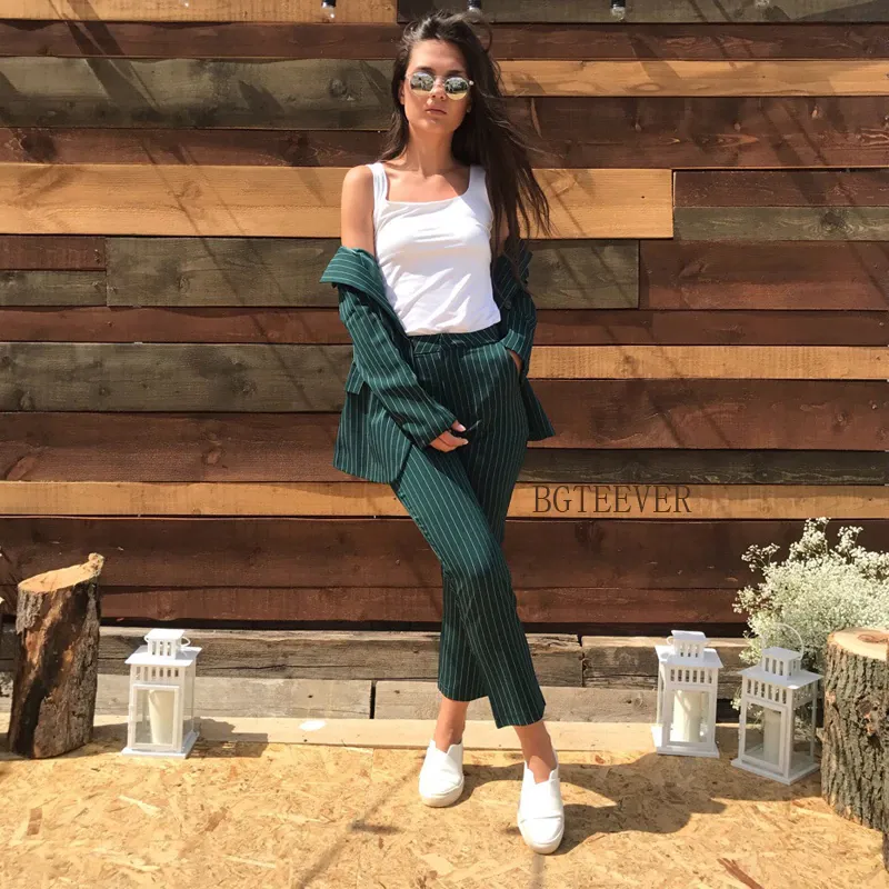 Work Fashion Pant Suits 2 Piece Set for Women Double  2019