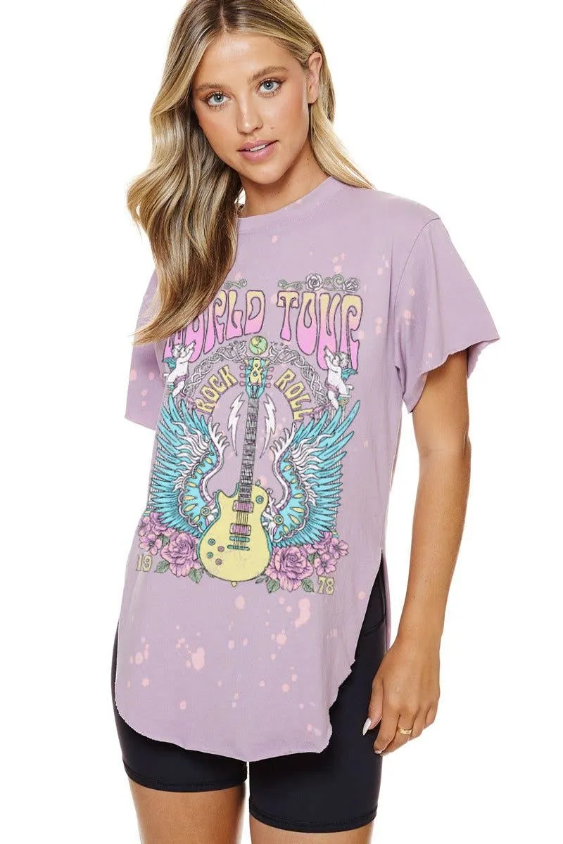 World Tour Rock '&' Roll Graphic Bleached Top