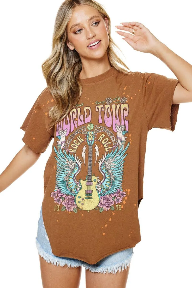 World Tour Rock '&' Roll Graphic Bleached Top
