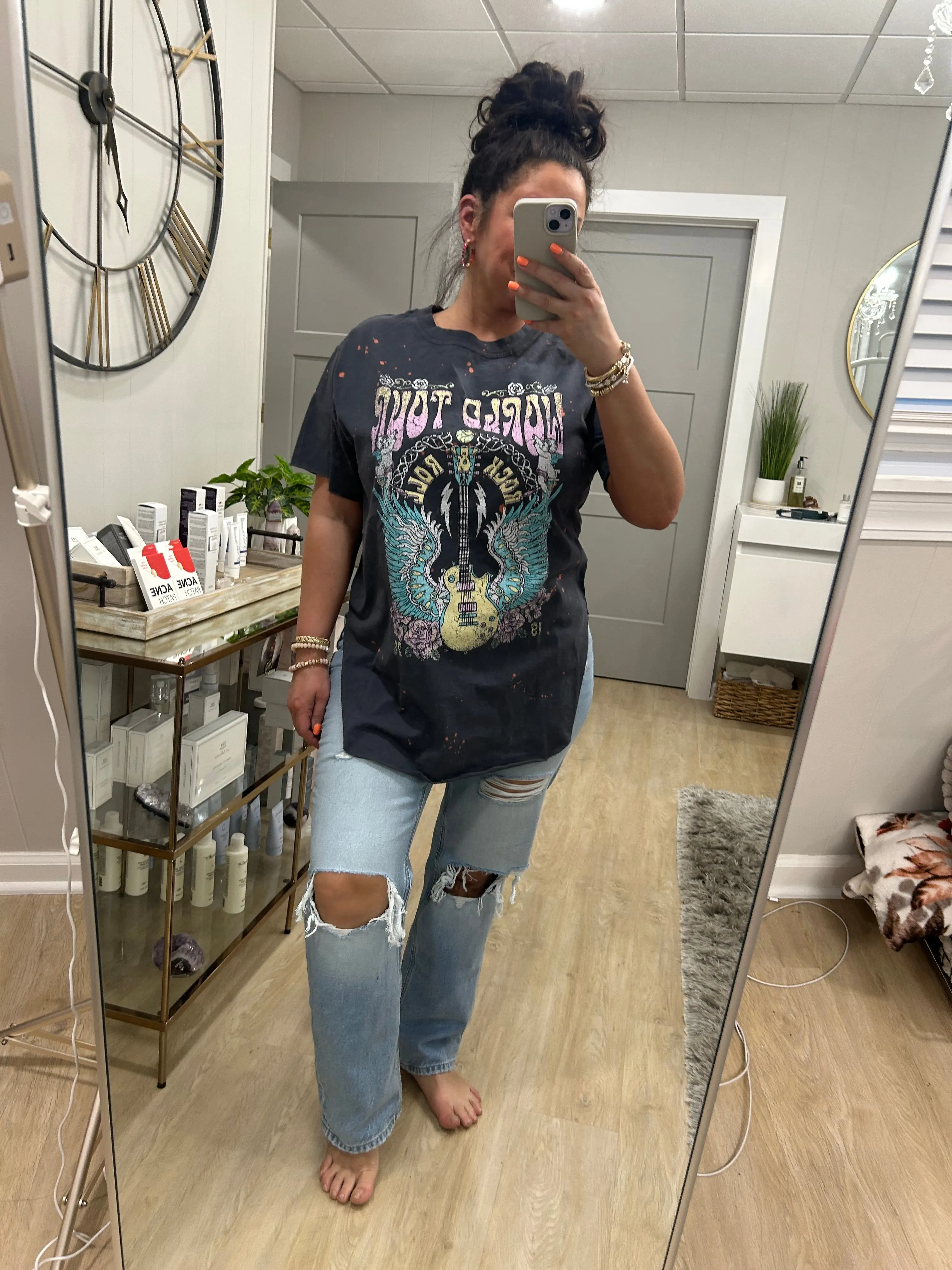 World Tour Rock '&' Roll Graphic Bleached Top