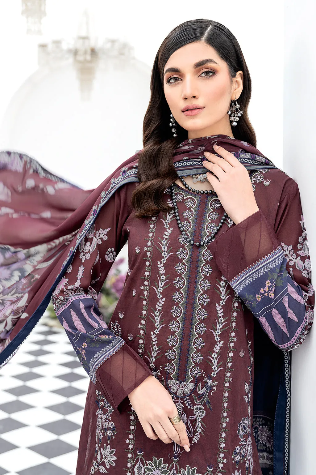 Y-506 |  Ramsha Riwayat Luxury Lawn Vol 7 Collection | Unstitched Lawn Embroidered Suits