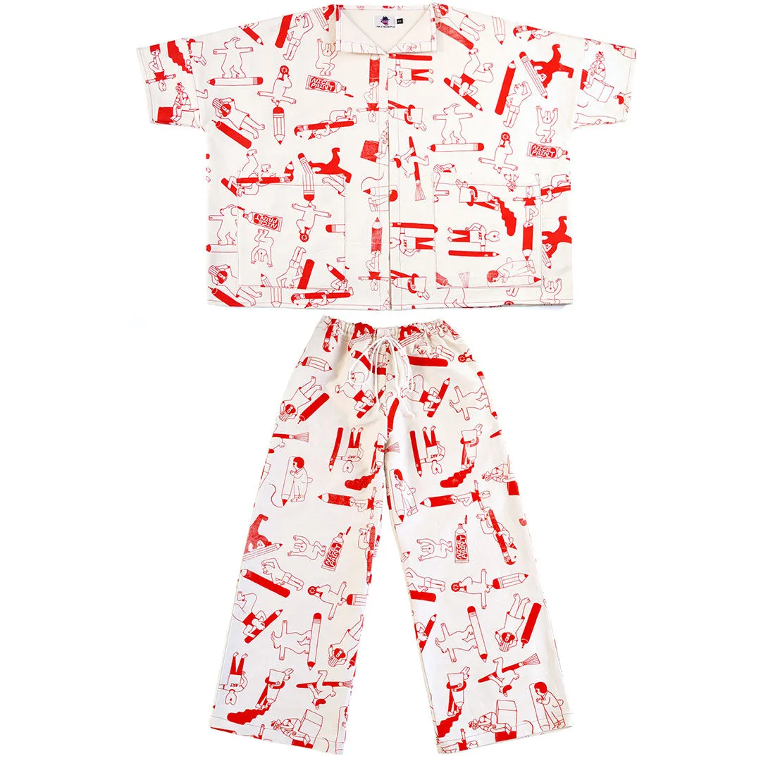 YUK FUN Artist Suit in Red - MADE TO ORDER