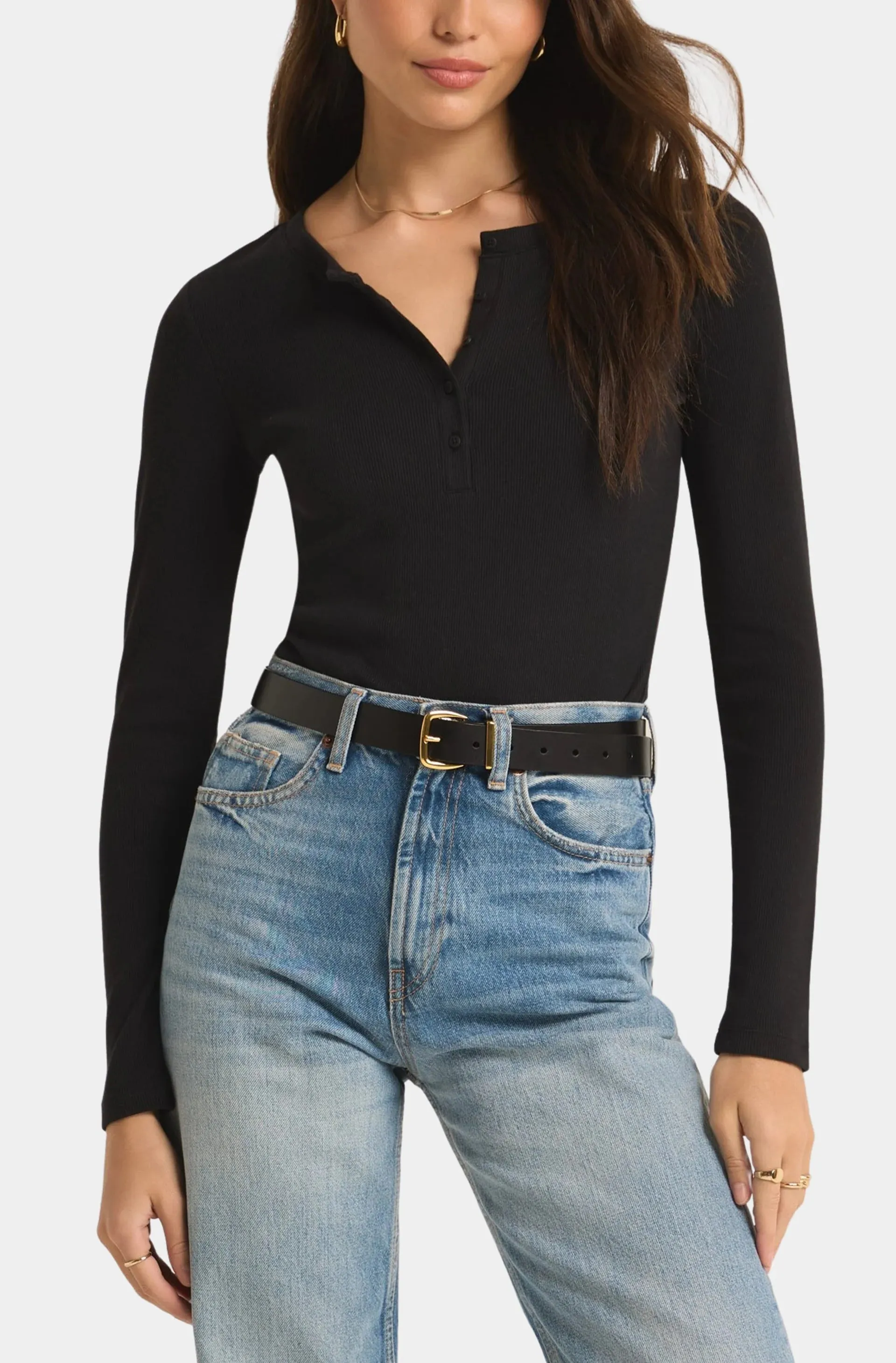 Z Supply Samara Rib Henley Bodysuit