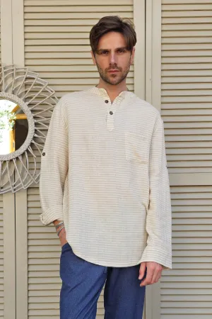 ZEUS STRIPES Linen Blend Shirt