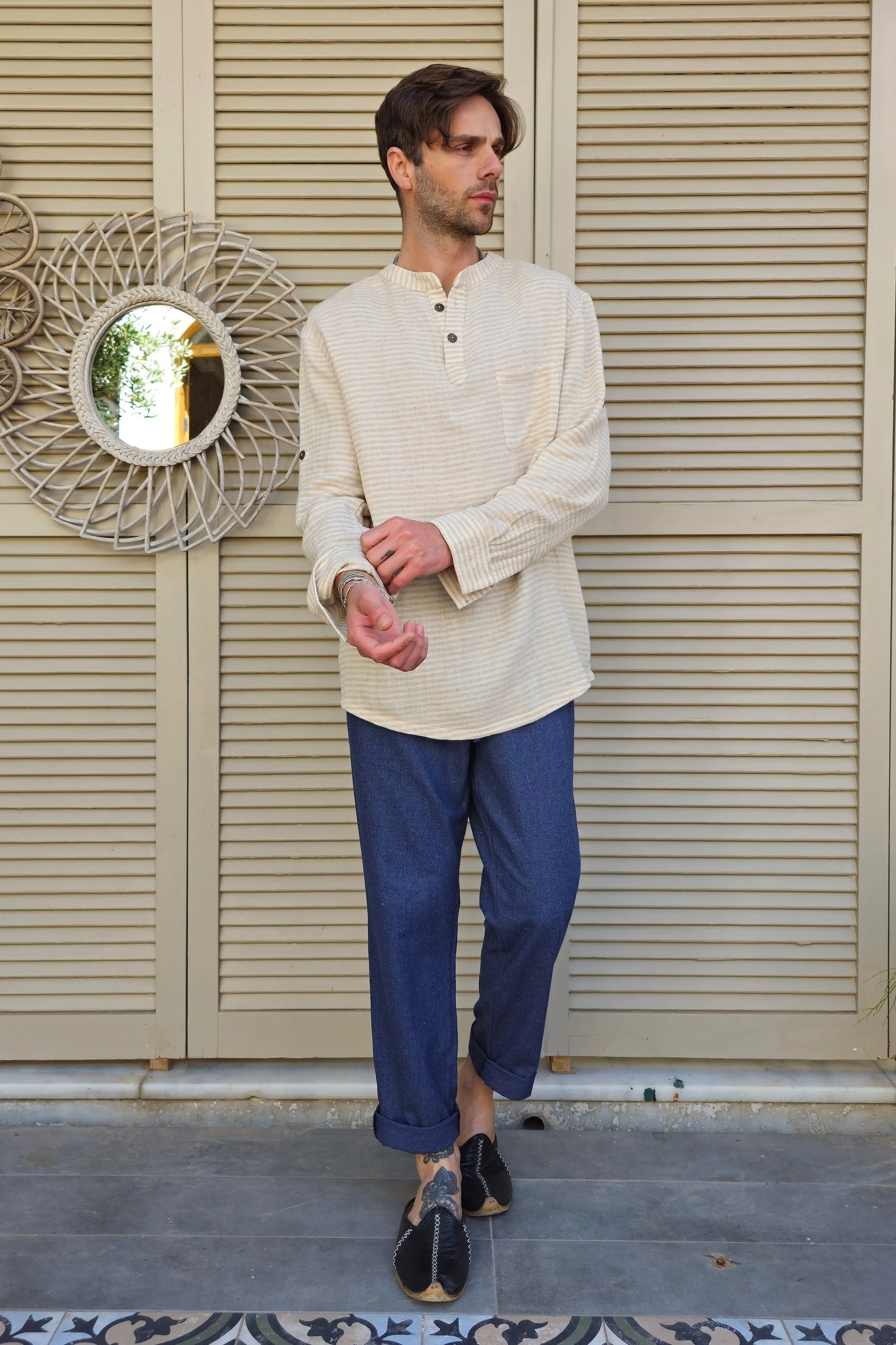 ZEUS STRIPES Linen Blend Shirt