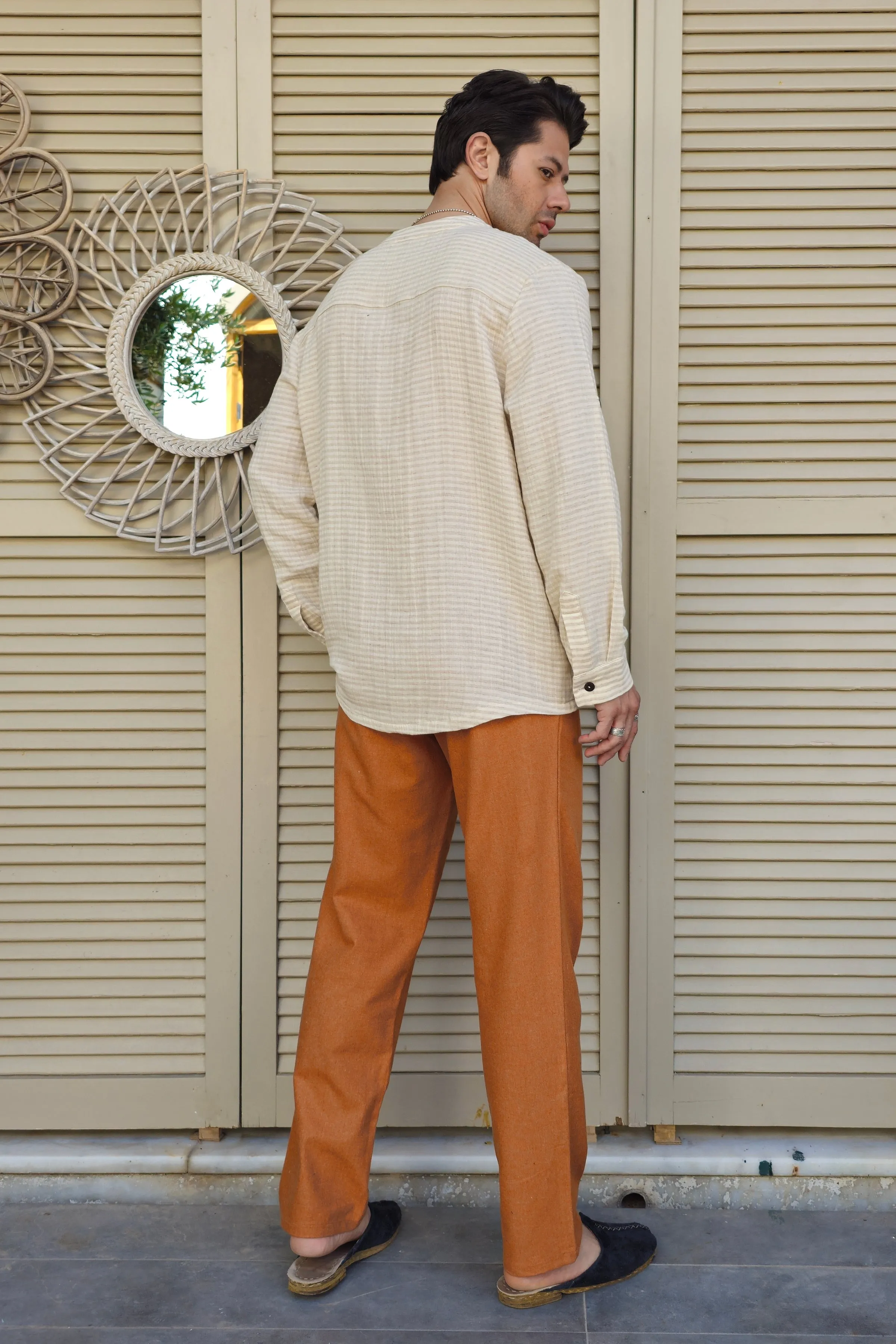 ZEUS STRIPES Linen Blend Shirt
