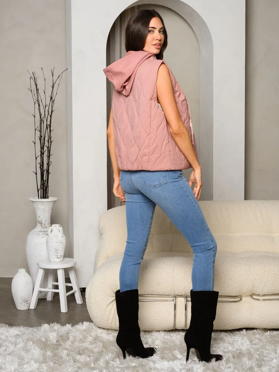 Zoe HOODED BUTTON UP POCKETS VEST
